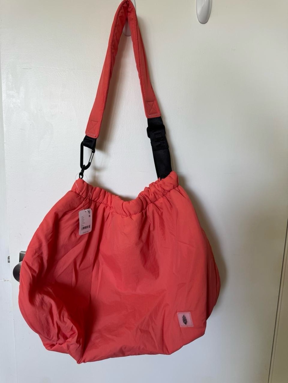 Free People Coral-Red Drawstring Shoulder Bag